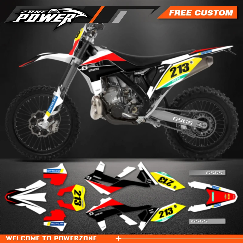 Powerzone Custom Team Graphics Background Decals Stickers Kit for Gasgas Gas Gas EC MC 2012 2013 2014 2015 2016 2017 06