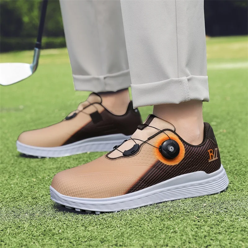 

Golf shoes men style four season new anti slip motion shoes fashion breathable rotating button up casual comfortable sports shoe