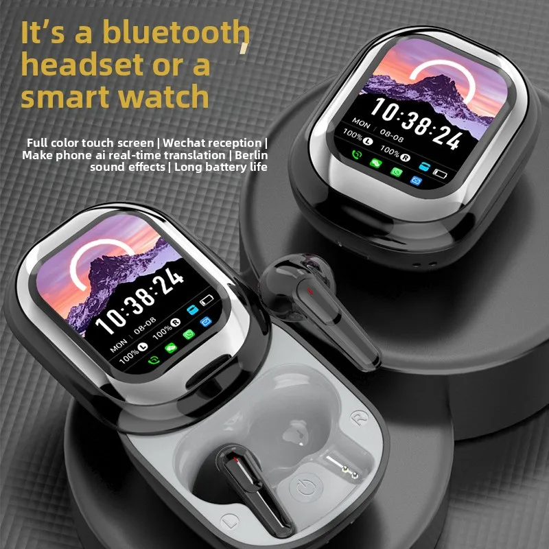 

New arrivalai translation bluetooth headset full color touch screen wireless long battery life noise reduction comes with smart