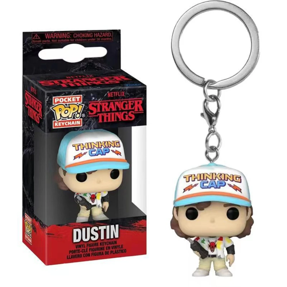 FUNKO POP Keychain Strange Tales Creativity Peripheral Dustin Hanging Cartoon Eleven Model Toy Bag Hanging Charm Doll Key Chain