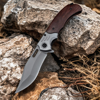 BK FA85 Hunting Folding Knife 5Cr13MoV Steel Blade 420 Steel Handle with Colored Wood Inlay Outdoor Camping Multi-Function Tool