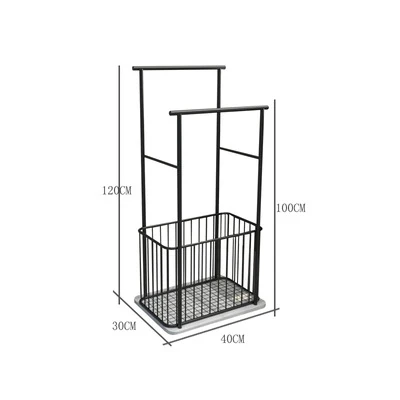 

New Design Large Outdoor Towel Holder With Basket 2 Tiers Black Square Swimming Pool Towel Rack