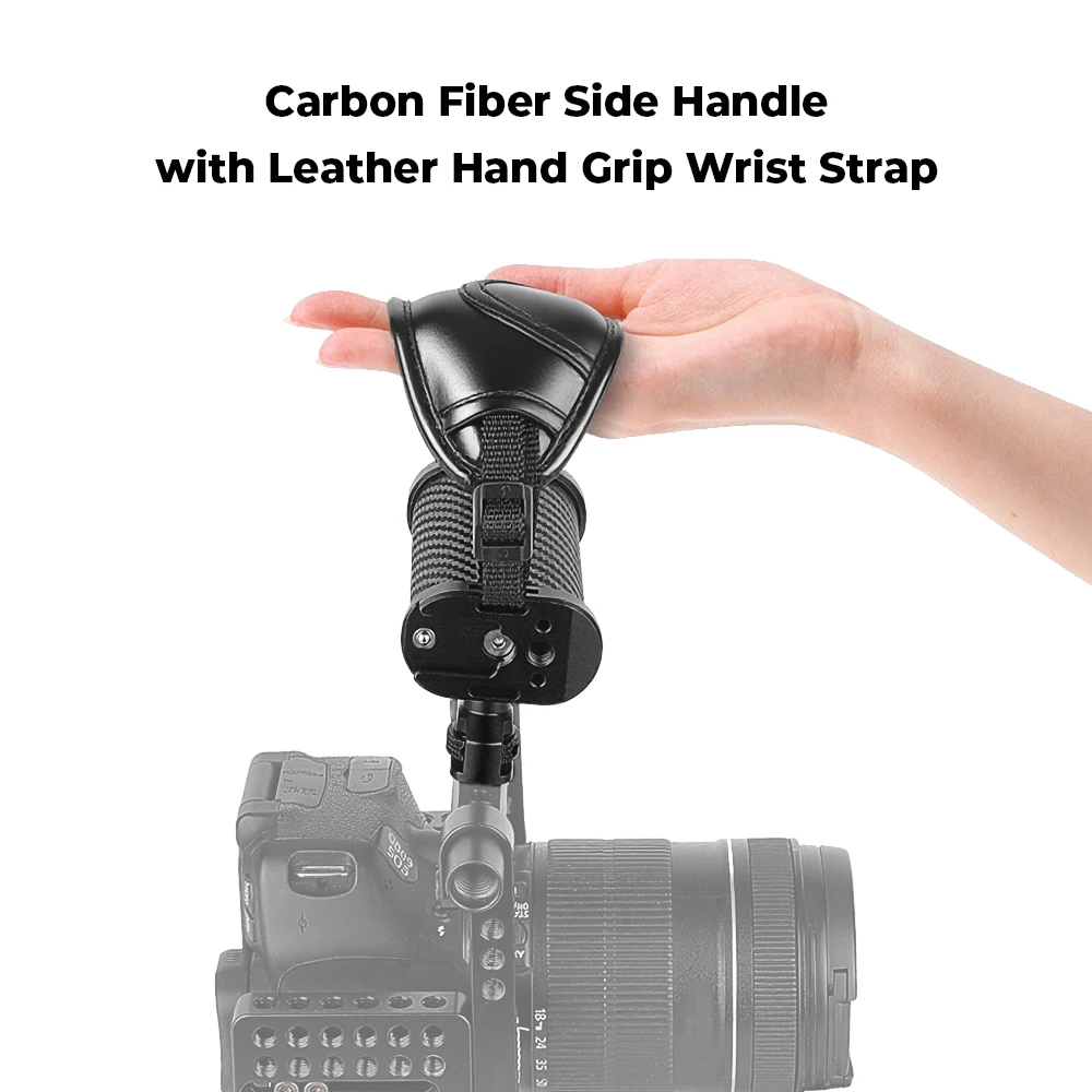 Боковая ручка из углеродного волокна HDRig, регулируемая рукоятка, винт 1/4, клетка для камеры, крепление для холодного башмака, держатель вспышки, позиционирующая ручка