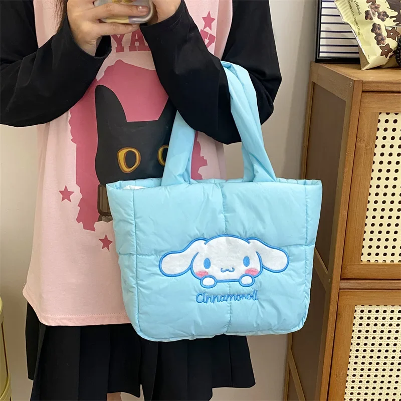 MINISO Sanrio Cartoon Embroidered Shoulder Bag Large Capacity Tote bag Down Cloth Handbag Hello Kitty Handbag