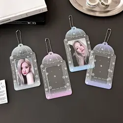 PVC Cartoon Cute Snowflake Photo Card Holder Pockets for Mini Photo Sticker & Name Card 3 Inch Photos with Key Chain