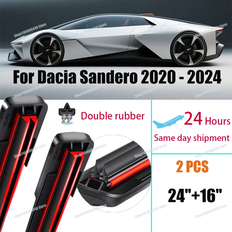 

Double rubber For Dacia Sandero 3 Logan III Dacia Streetway 2020 - 2024 Front Wiper Blades Windshield Windscreen Window Brushes