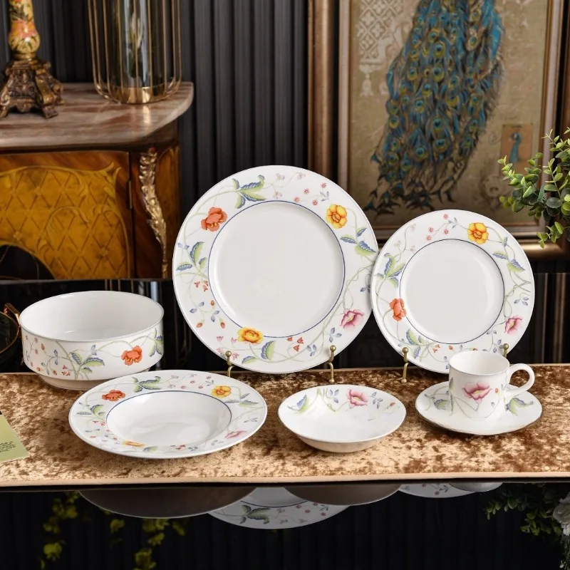 Elegant tableware rice bowl coffee cup plate soup plate banquet export set