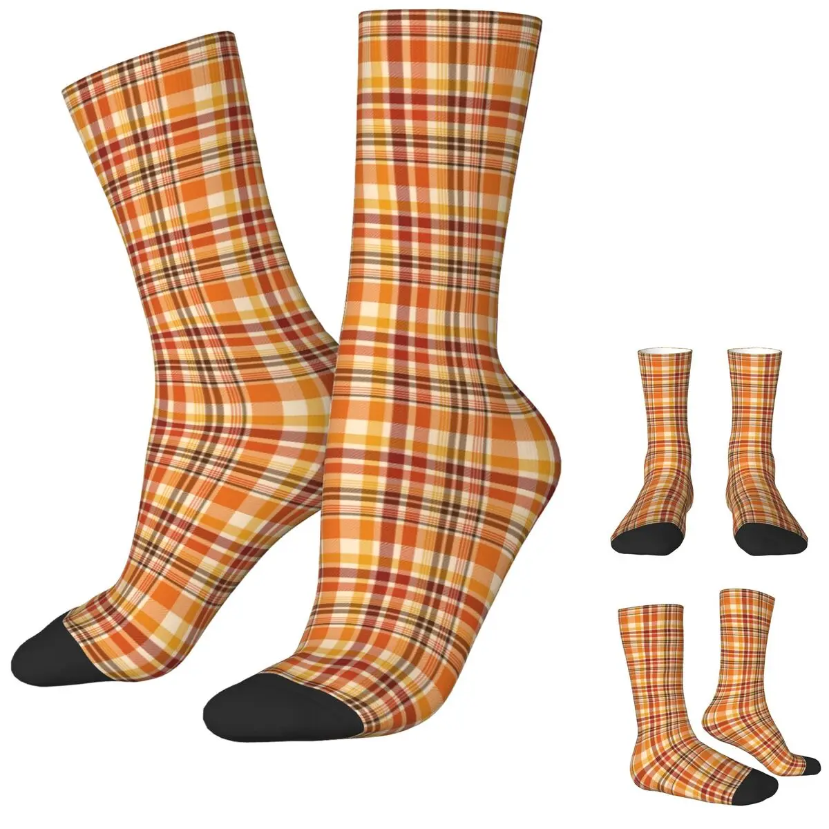 Fashion Autumn Plaid Geometric Stockings Printed Gothic Socks Autumn Anti Skid Socks Couple Skateboard Medium Soft Socks