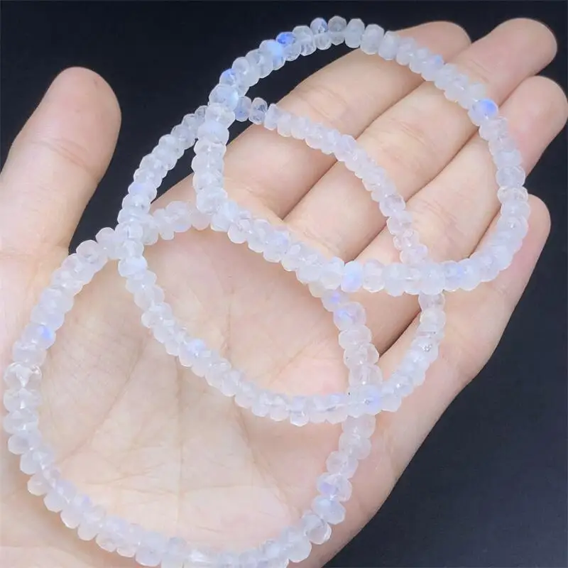 

5MM Natural Blue Moon Stone Facet Bead Bangle Healing Handmade Women Jewelry Stretch Bangle Children Birthday Gift 1PCS