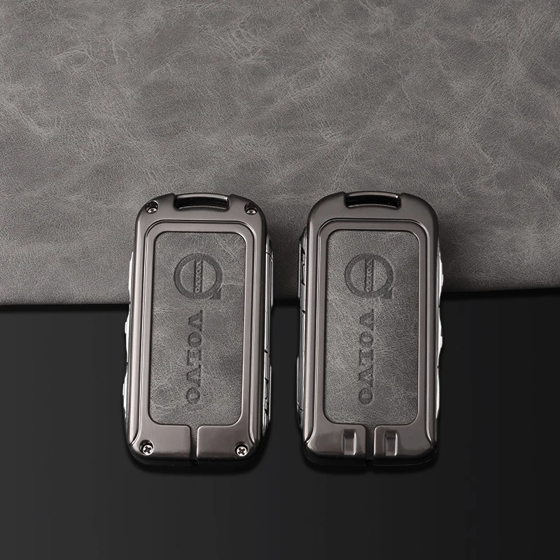 Zine Alloy Leather Car Key Case Cover Shell Holder For Volvo XC60 XC40 XC90 S90 V60 S60 V90 C40 Polestar 1 Polestar 2 Accessory