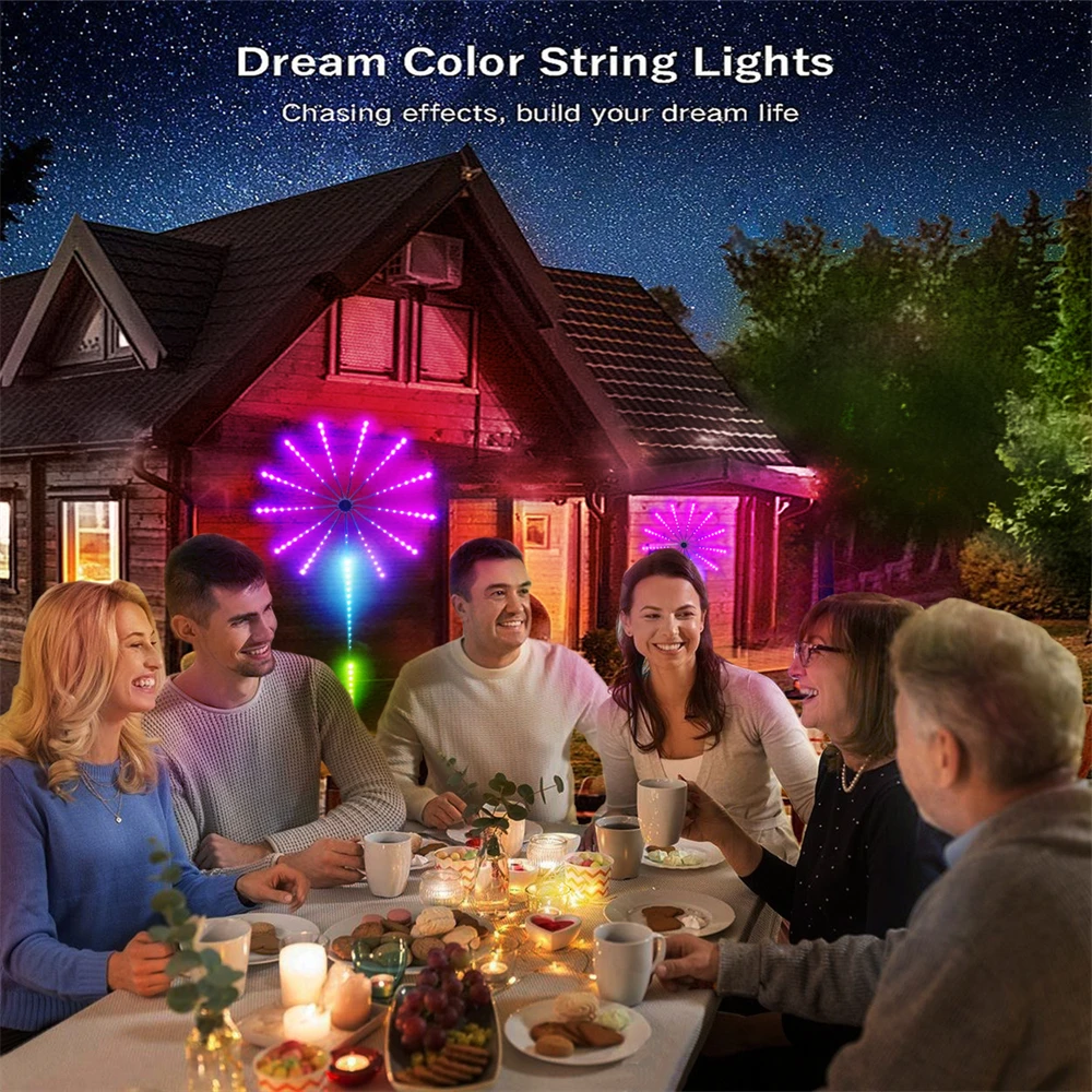 Fogos de artifício led luzes tira controle música rgb meteoro sonho firework lâmpada de parede para o casamento natal aniversário casa sala festa