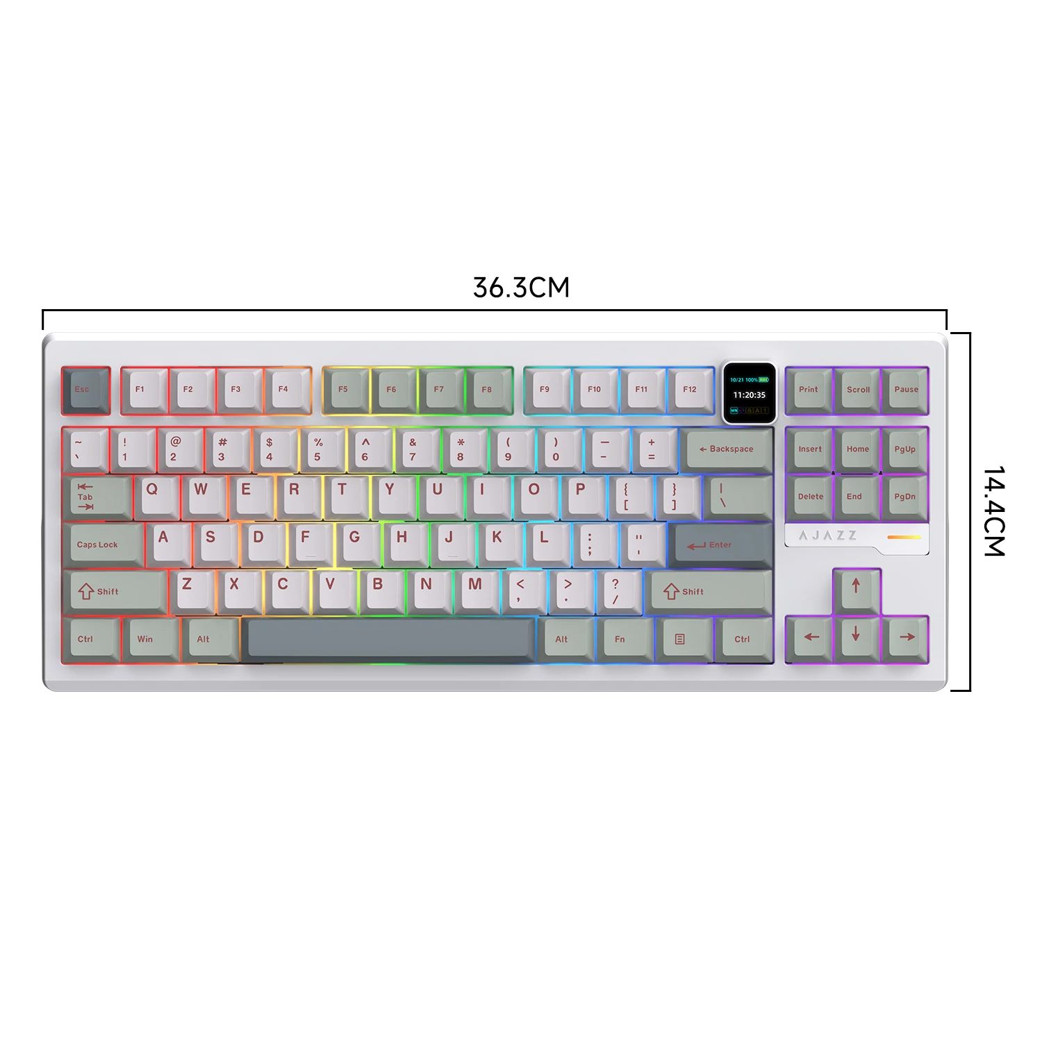 AJAZZ QS87 Tri-Mode CNC Aluminium Mechanische Tastatur, 87 Tasten, Vollständig Hot-Swap-fähig, 8000mAh Akku, TFT-Farbdisplay, 5-Schicht-Schalldämpfung, Anpassbar für Gaming & Büronutzung