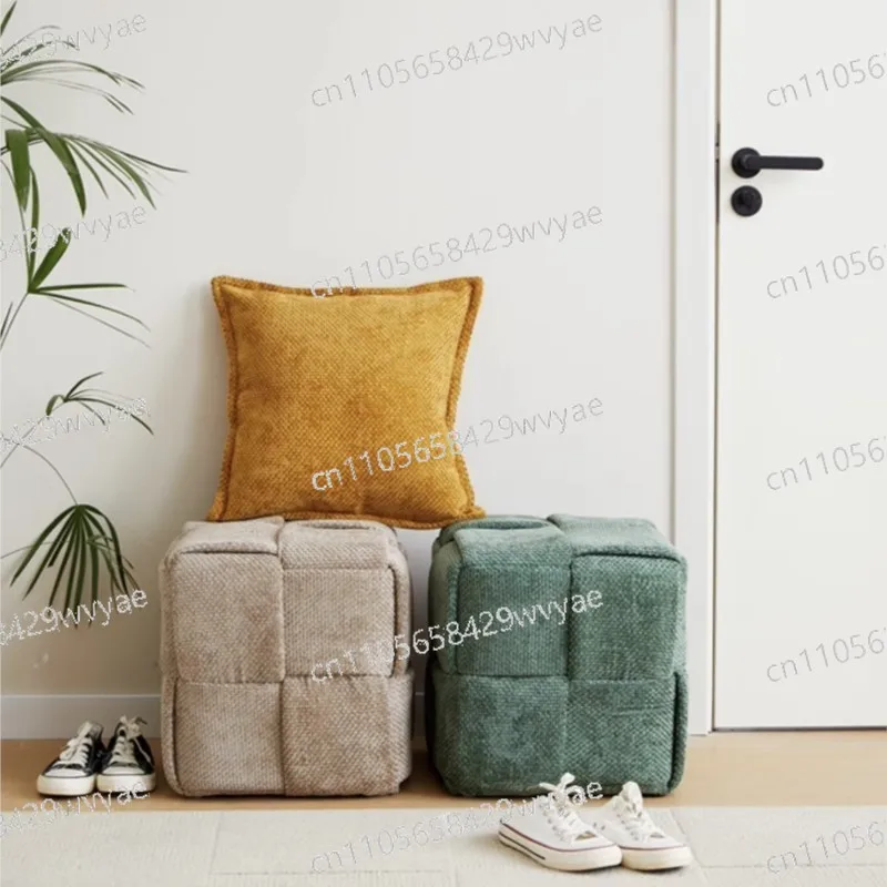 Wohnzimmer-Sofa, kleiner Haushaltshocker, Möbel, roter Chenille-Netzgewebe-Kurzhocker, Schuhwechselhocker