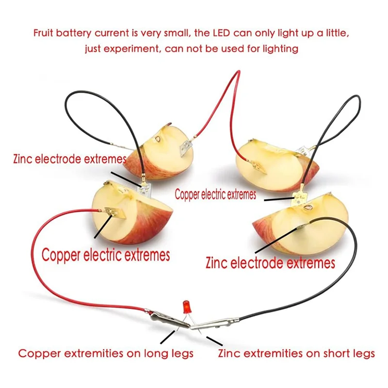 ABUM-Fruit Battery Science Experiment Kit For Home Teaching , Lemon Potato Battery Physics Teaching Experiment