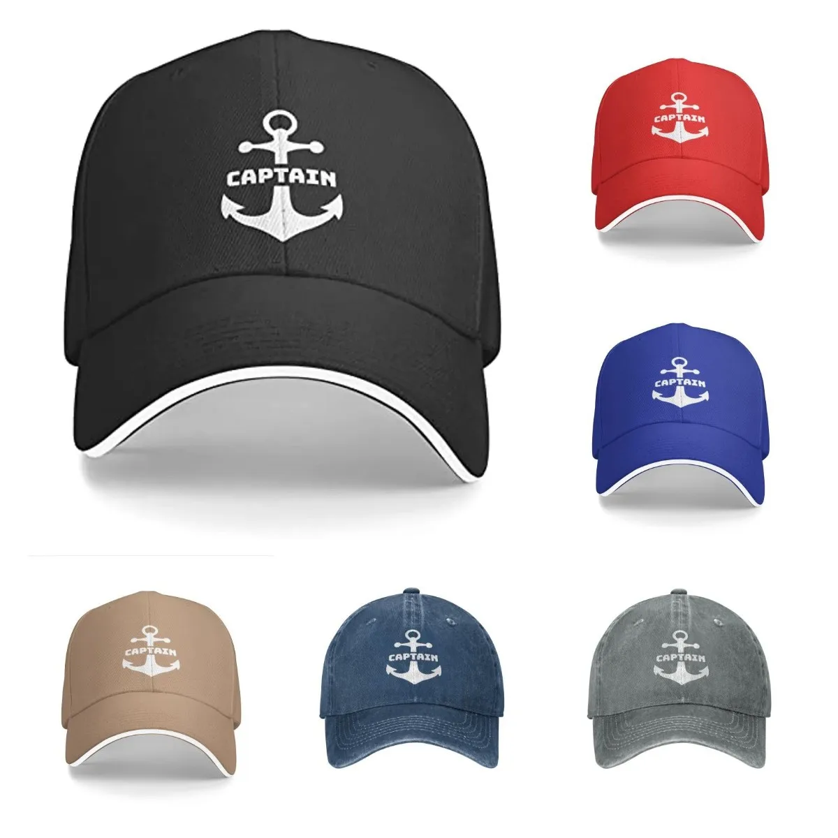 

Captain Anchor Baseball Cap for Men Adjustable Adult Sandwich Dad Hat Unisex Caps for Women Kpop Denim Polyester Unisex