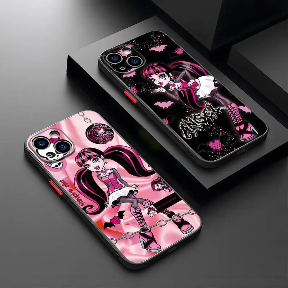 M-Monster Cartoon High Phone Case Matte IPhone 15 Pro Max 16 Plus 14 Pro 13 11 12 Mini Xs X Xr 7 8 Se Back Cover