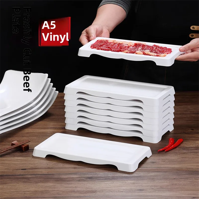 new-white-rectangular-melamine-dinnerware-special-for-charcoal-grilled-beef-and-hot-pot-restaurant-universal-pure-color-plate