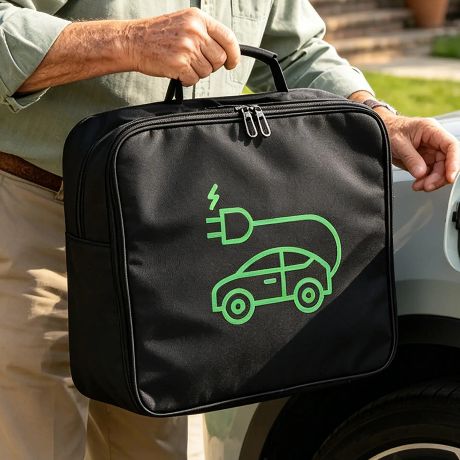 Oxford Cloth EV Charger Cable Storage Bag Portable Car Hose Tools Organizer Bag For Electric Vehicle RV Camper Trunk Outdoor