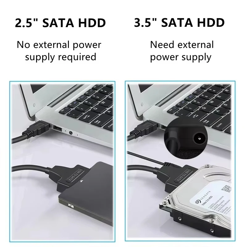 SATA to USB 3.0 Cable SATA III Hard Drive Adapter Converter for 2.5" 3.5" SSD HDD Hard Drive Disk with 12V/2A Power Adapterer
