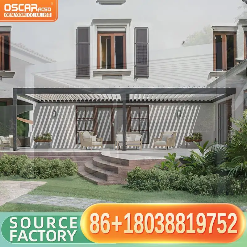 Weather Resistant Aluminum Louvered Roof Pergola Smart Retractable Sunshade Canopy Innovative Patio Shelter Garden Deck Backyard