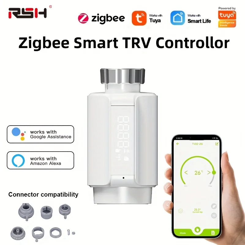 

Smart Programmable Thermostat Temperature Heater Radiator Actuator Valve ZigBee3.0 TRV Tuya APP Voice Control Alexa Google Home