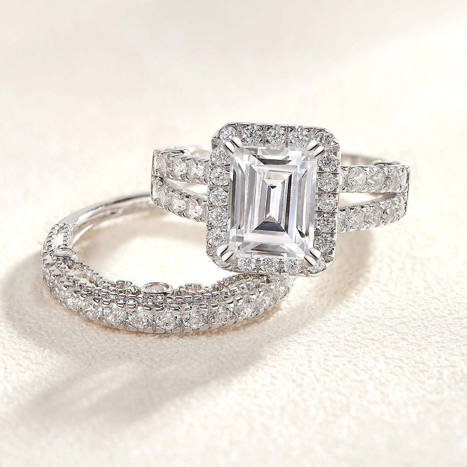 Newshe 925 Sterling Silver Wedding Engagement Rings Set for Women Pear Cut AAAAA CZ Imitation Diamond Vintage Bridal Jewelry