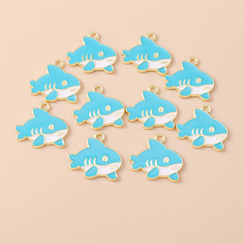 20 Stück 20 x 18 mm Cartoon-Emaille-Tierhai-Charms-Anhänger für Schmuckherstellung, Halsketten, Ohrringe, Armbänder, DIY-Bastelzubehör – Detail 4