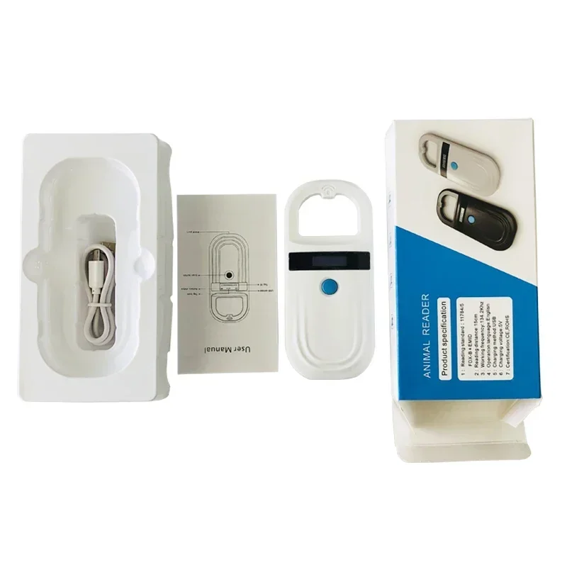 134,2 kHz Tier-RFID-Identifikation Haustier Katze Fisch Hund Kuh Schafe Leser EMID FDX-B ISO11784 11785 Mikrochip-Scanner Nur lesen