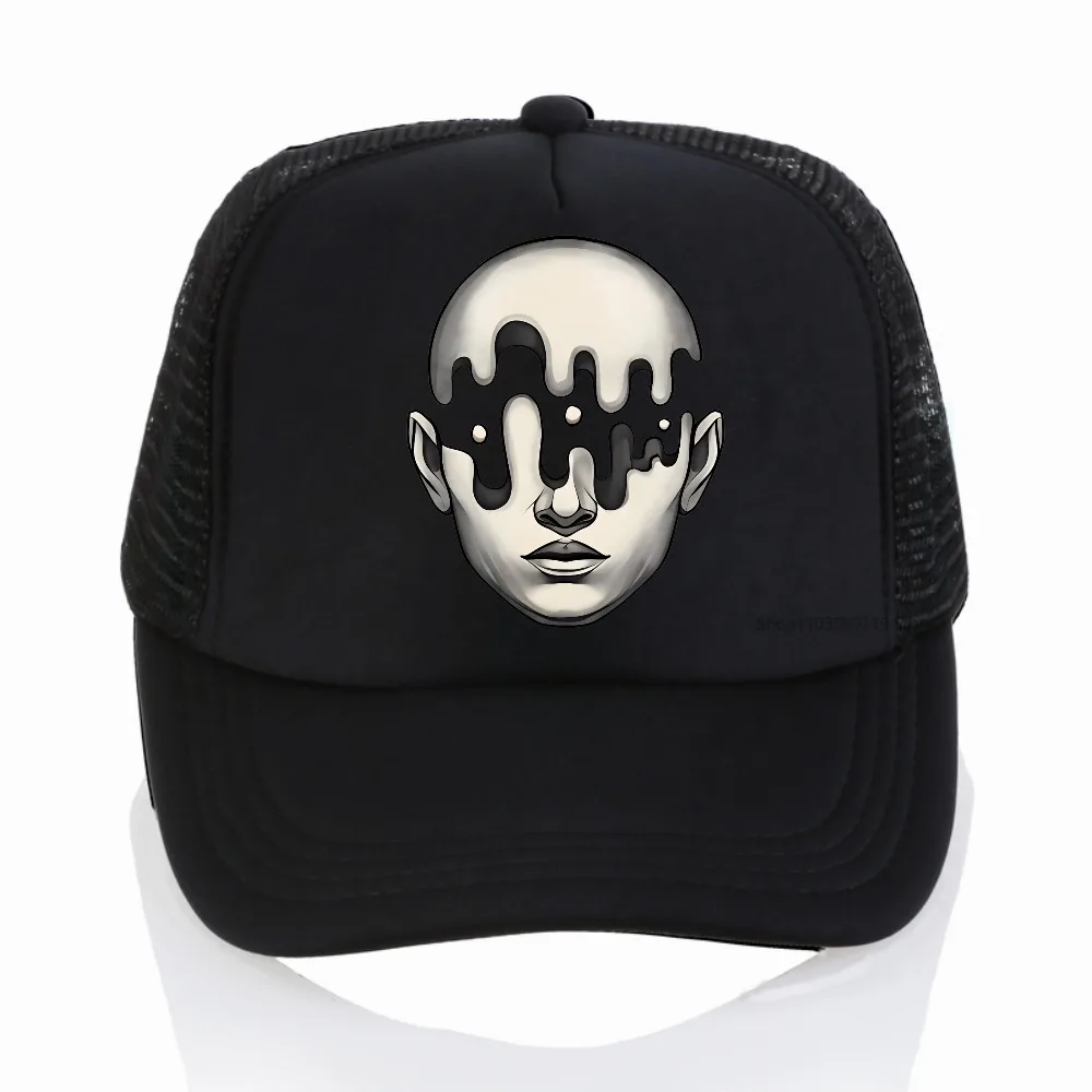 

Artistic Face Print cap Adjustable men women Mesh breathable hat summer unisex outdoor sports travel sunBaseball Caps