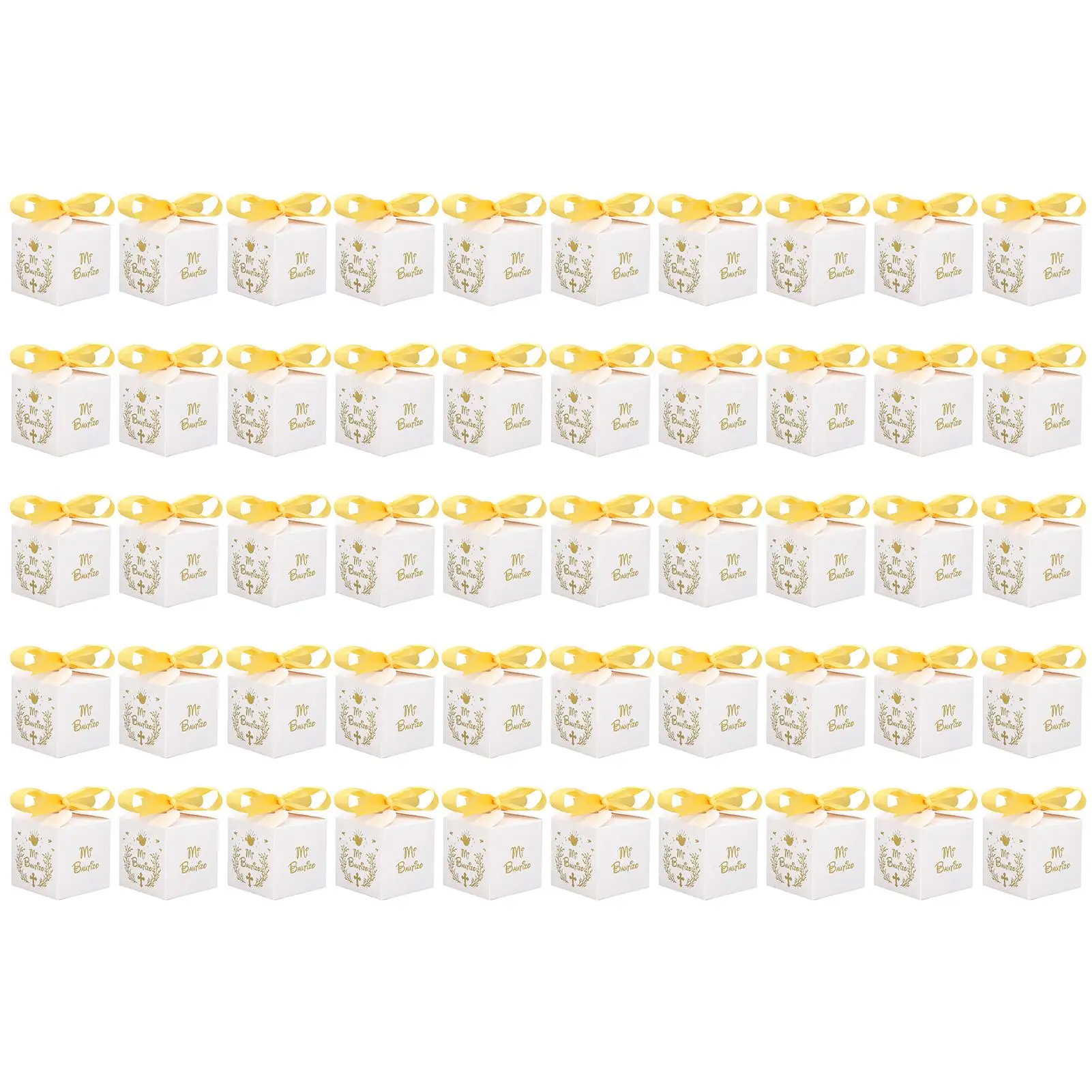 White Paper Party Favor Boxes with Mi Bautizo Pattern – Safe & Reliable Gift Boxes for birthday Parties & for bridal Showers