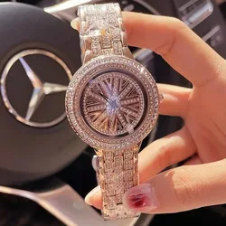 Reloj de pulsera de cuarzo de oro rosa Para Mujer, cronógrafo de lujo con diamantes completos, banda de acero, resistente al agua, Para personas mayores