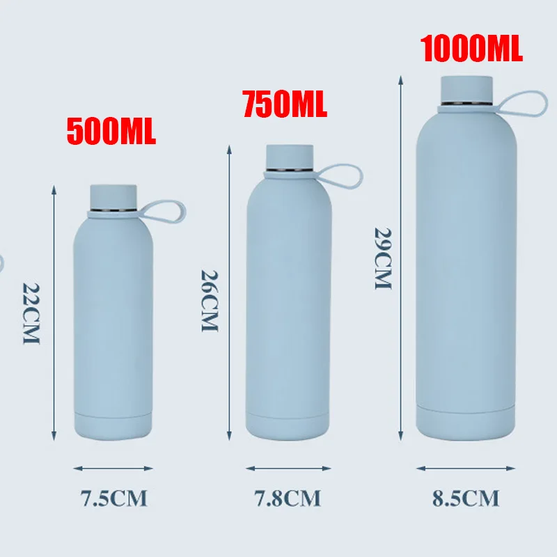 Bottiglia d\'acqua a doppia parete in acciaio inossidabile da 1000ml con manico in Silicone bottiglia termica per mantenere la boccetta sottovuoto