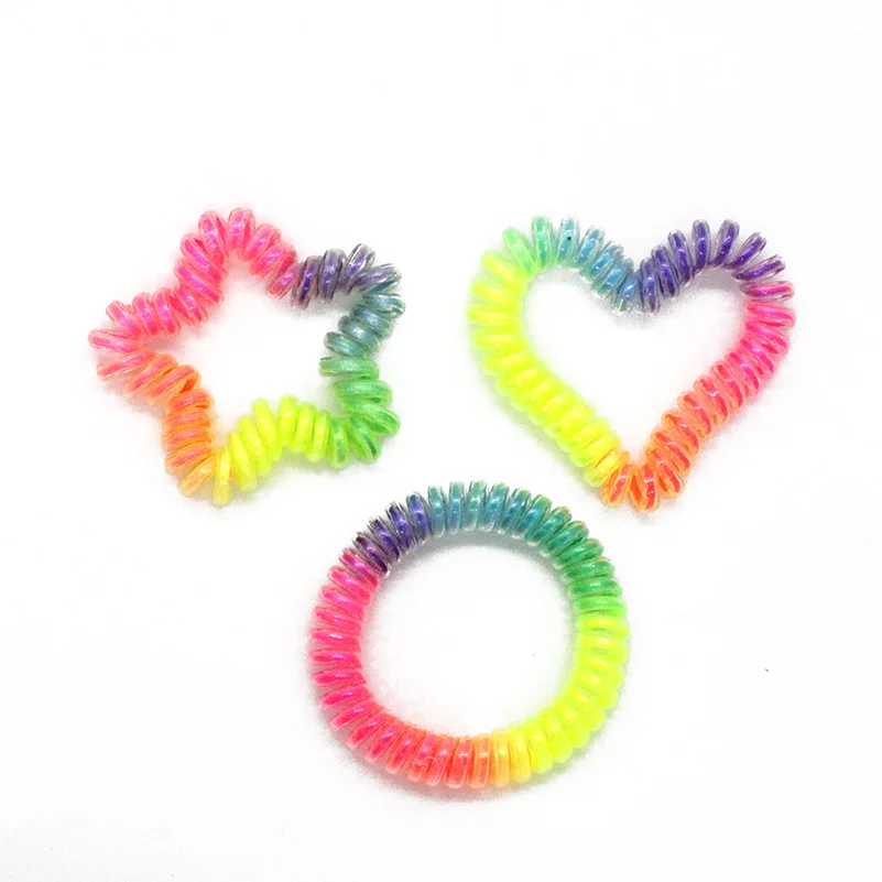 

3 Pcs/Lot Mixed Color Rubber Band Striped Round Hair Ring Traceless Elastic Holder Heart Hair Ties Rainbow Star Gum Accessories