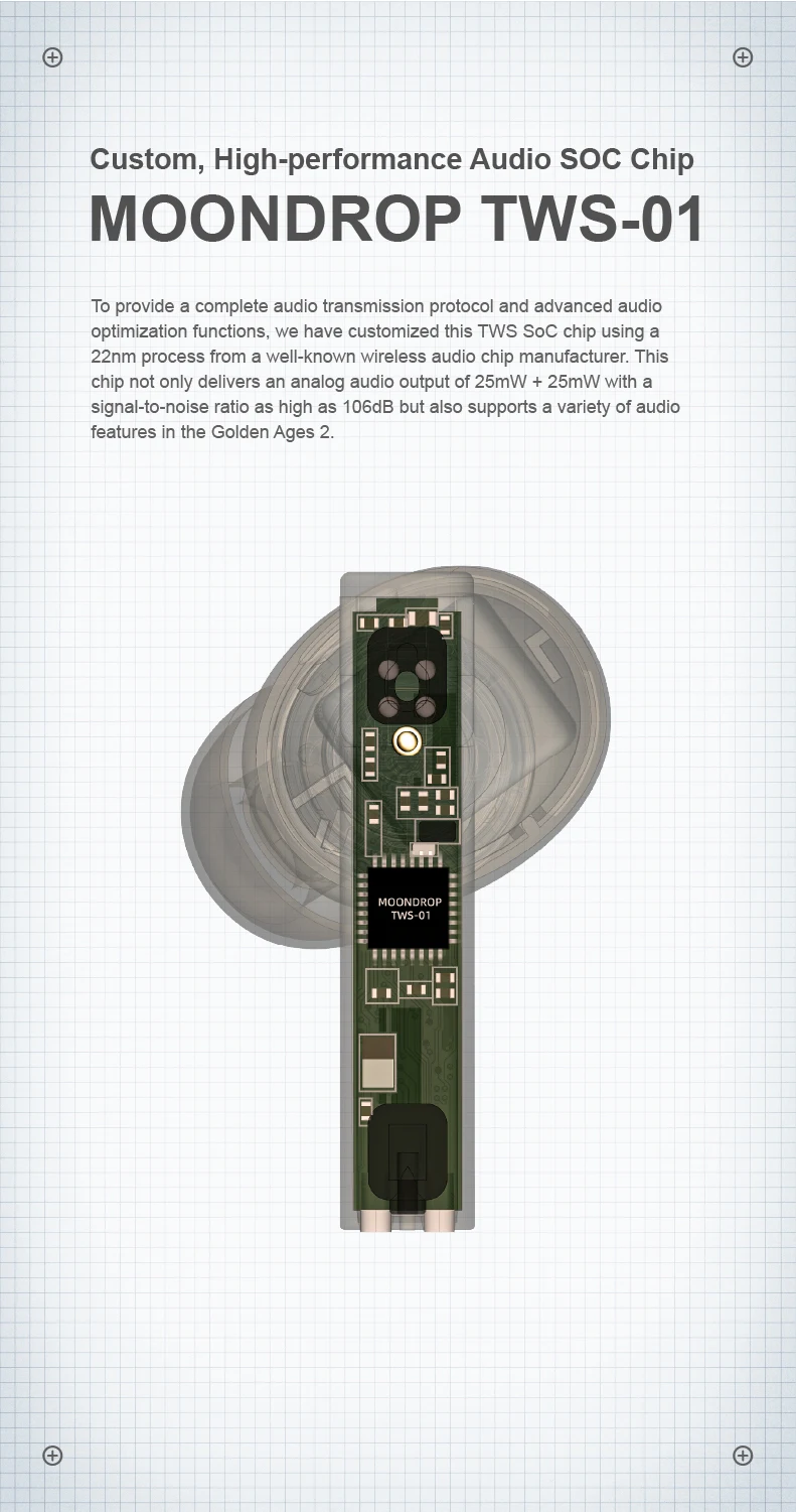 MOONDROP Golden Ages 2 TWS Kopfhörer ANC Bluetooth 6.0 LDAC VDSF Gaming-Kopfhörer mit einstellbarer Ausgangsverstärkung – Detail 7