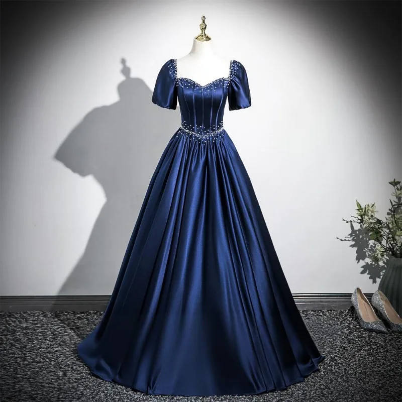 패션 스트랩 이브닝 드레스 2026 신상 봄 고급 프렌치 스타일 사교계 성인 드레스 새틴 우아한 드레스 딥 V넥