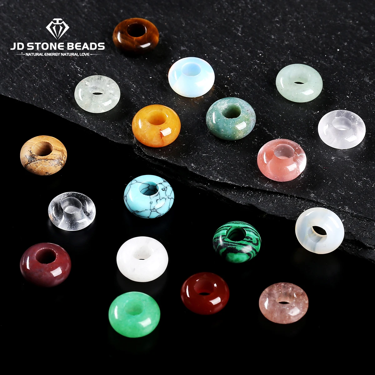 

10 Pcs/lot Natural Stone Turquoise Quartz Big Hole Abacus Shape Beads for Jewelry Making Diy Necklace Bracelet Accessory 10x4mm