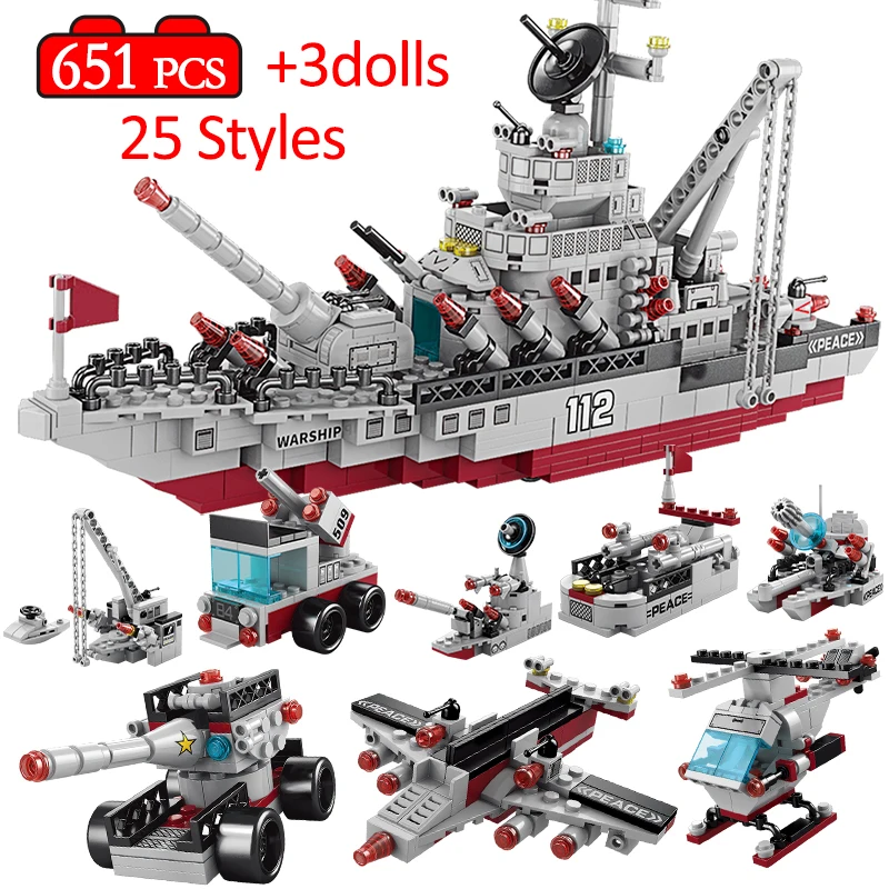 

City Police Station Building Blocks SWAT Warships Ship Helicopter Robot Vehicle Car Bricks Educational Toys For Boys Kids