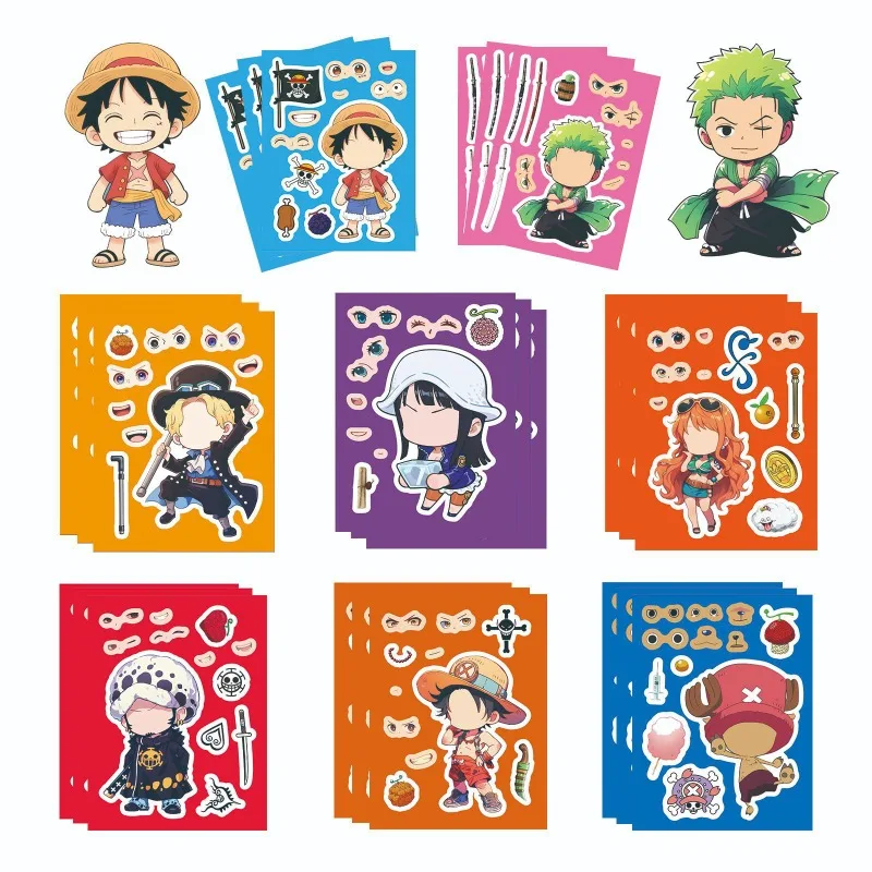 

8 шт., японское аниме One Piece, Луффи, каваи, наклейки с мультяшным рисунком, товары DIYanime, небольшой подарок