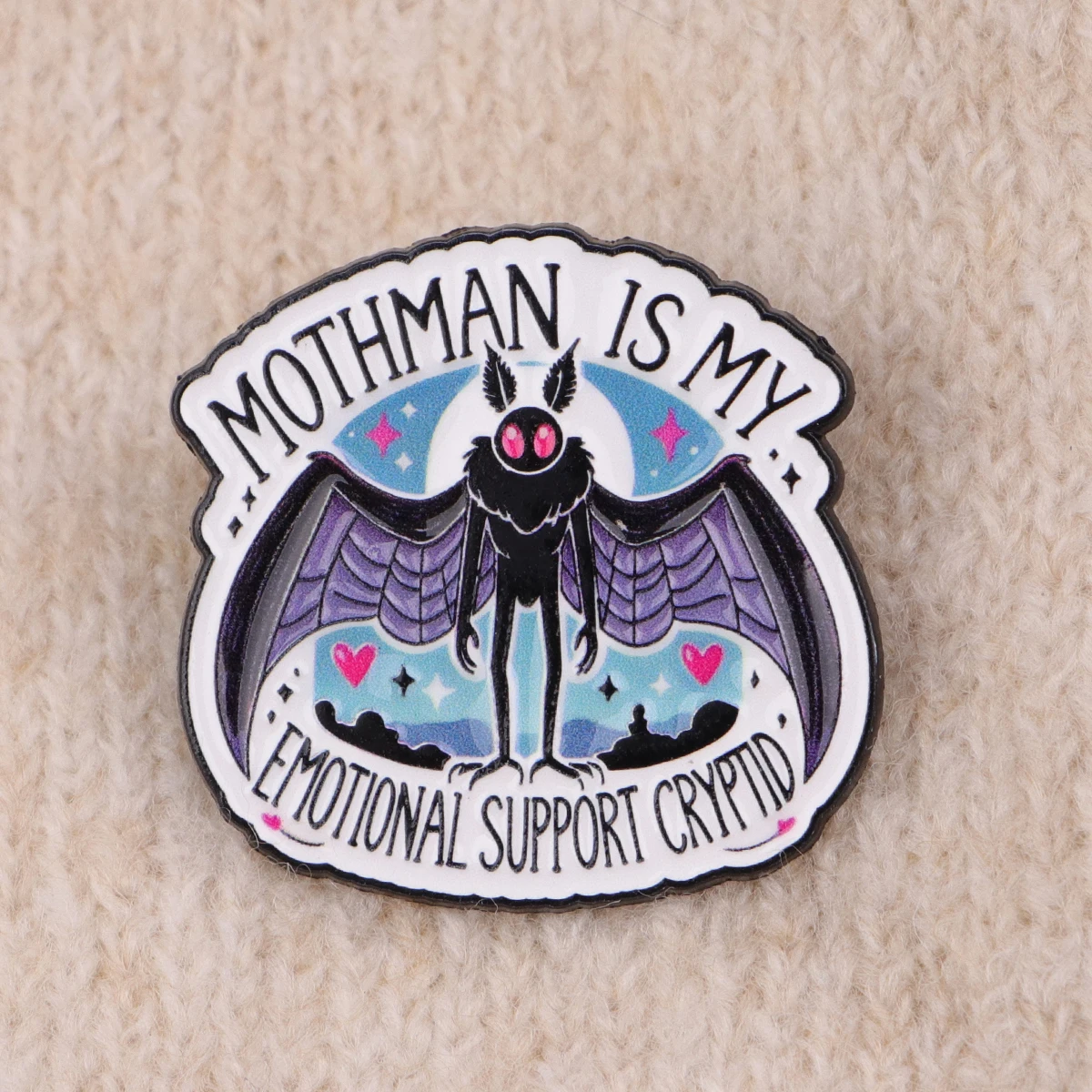 Mothman "Emotional Support Cryptid" Enamel Pins Gothic Moth Brooch for Jackets & Gifts Punk Jewelry Clothing Decoration - view 4