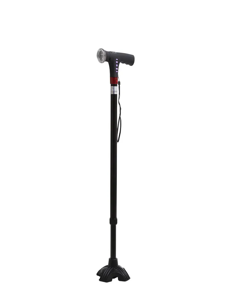 Elderly thickened aluminum alloy single legged crutches, elderly walking sticks, telescopic bands, lights, radios