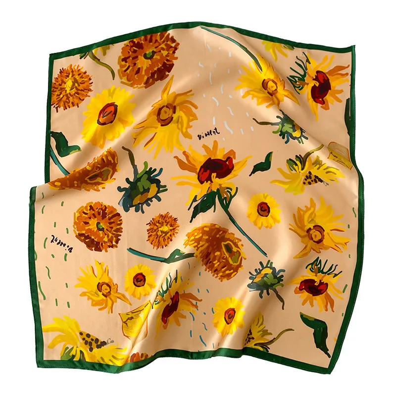 100-mulberry-silk-artistic-sunflower-silk-scarf-small-square-neck-scarf-women-fashion-headscarf-bag-accessory-size-53x53cm
