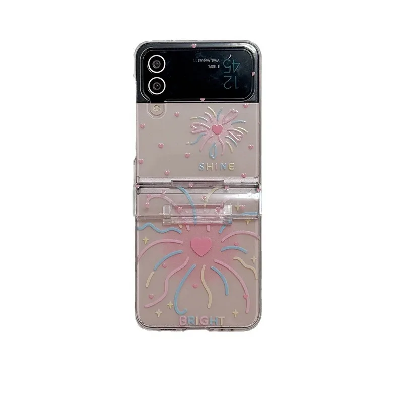 Funda de teléfono colorida con fuegos artificiales de amor para Samsung Galaxy Z Flip6 4 3, funda dura para ZFlip3 Zflip4 Zflip5, soporte de carcasa sólida