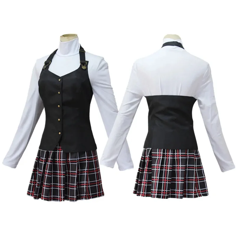 Anime Persona-5Makoto Niijima Cosplay Costume Long Sleeve Knitted Top Printed Skirt Stockings Vest Japanese Schooluniform Women