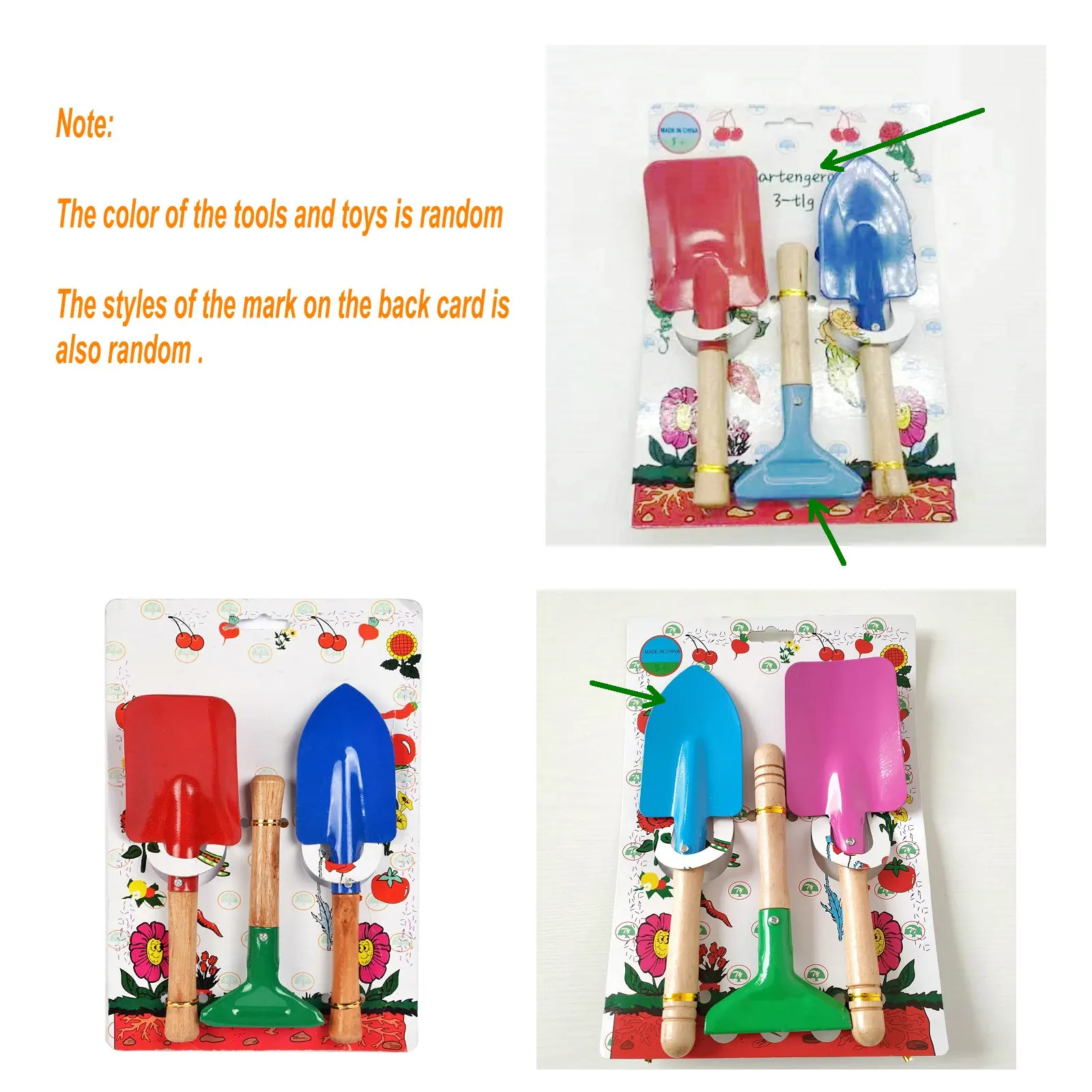 One set three pieces Camping and  Gardening Tools Horticultural Shove  children's Beach Toy product color randomly sent