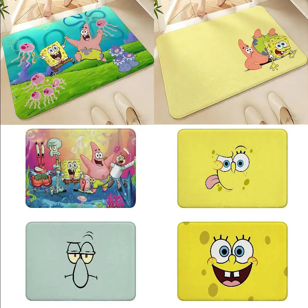 Anime S-SpongeBobs Floor Mats Home Laundry Rug Carpet For Living Room Decor Lounge Area Anti-slip Foot Mat Entrance Doormat