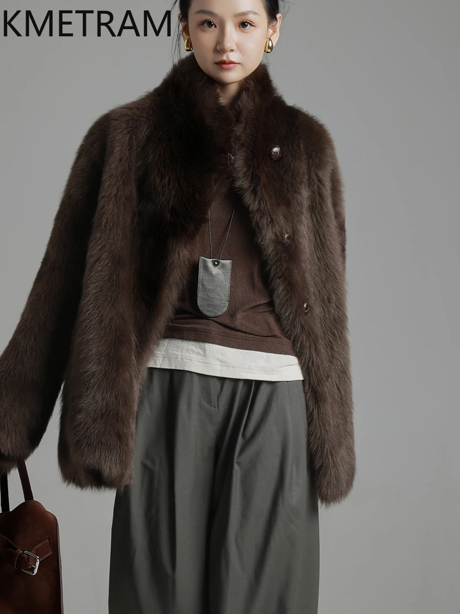 KMETRAM Naturalny płaszcz z owczej skóry Toskania z wełną, średniej długości, modny płaszcz zimowy damski 2025, manteaux hiver femme