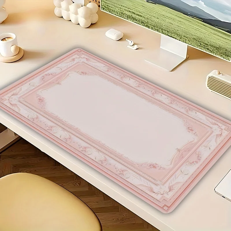 

Elegant Pink Minimalist Large Mouse Pad, Rubber Gaming Keyboard Mat, Rectangular Desk Pad for Office, Study, and Gaming