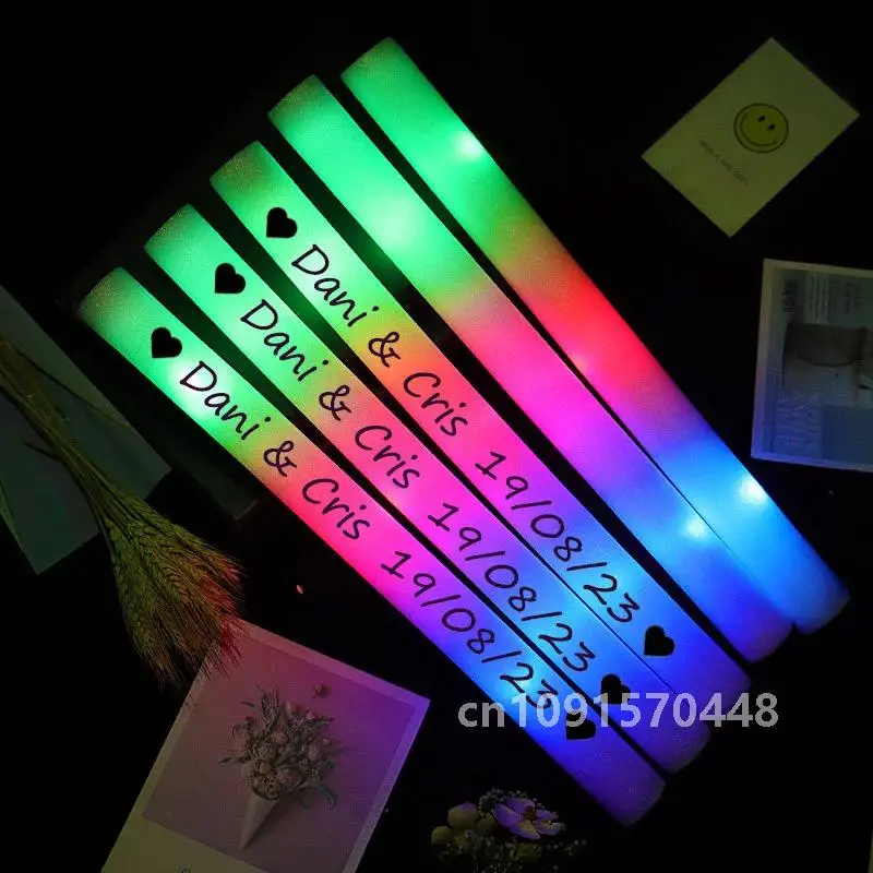 12/30/60Pcs LED Glow Sticks Bulk Colorful RGB Glow Foam Stick Cheer Tube Dark Light for Xmas Birthday Wedding Party Supplies