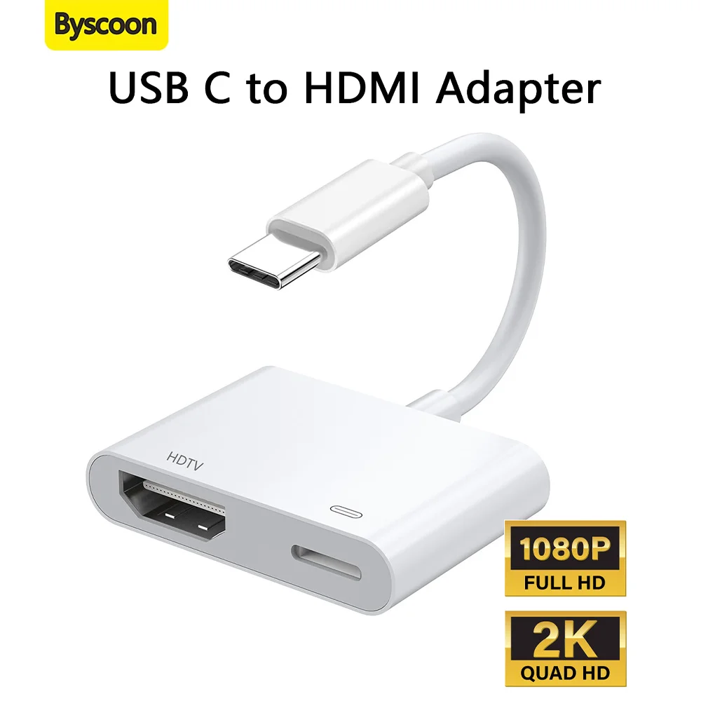 

Адаптер USB C-HDMI для телевизора с портом зарядки Адаптер HDMI-Type C для iPhone серии 17/16/15/iPad Pro/Galaxy/MacBook Pro