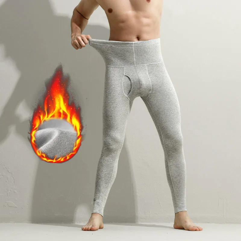 

Men's thermal long johns, made of pure cotton, single piece, thin style, as base layer and warm-keeping trousers, slim-fit under